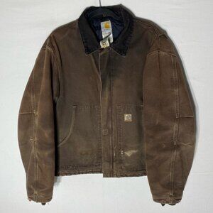 Carhartt Mocha Brown J22 DKB Traditional Arctic Quilt Lined Work Chore Coat L